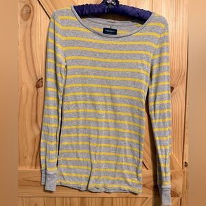American Eagle Outfitters Yellow and Gray Striped Long Sleeve Top